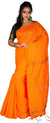 jammdanilaxmi Printed Handloom Cotton Silk Saree(Orange)