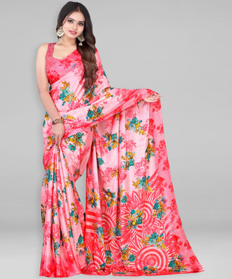 Leelavati Printed Daily Wear Crepe Saree(Pink)