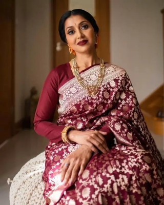 Suali Woven Bollywood Pure Silk Saree(Maroon)