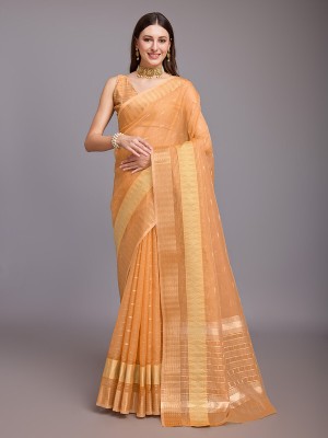 soundaryasarees Woven Handloom Cotton Silk Saree(Yellow)