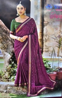 Shree Laxmipati fashion Printed, Self Design Daily Wear Silk Blend Saree(Purple)