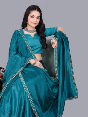 Ashiya Fab Embellished Bollywood Georgette Saree(Blue)