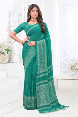 Emv Everymoment Vouge Printed Daily Wear Chiffon Saree(Light Green)