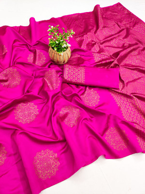 AVANTIKA FASHION Woven Kanjivaram Pure Silk, Art Silk Saree(Pink)