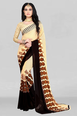 Leelavati Printed Daily Wear Georgette Saree(Beige)
