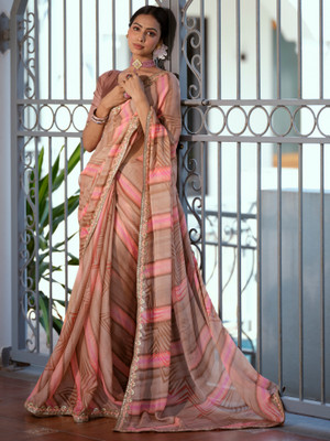 Sareemall Embellished Bollywood Georgette Saree(Brown)