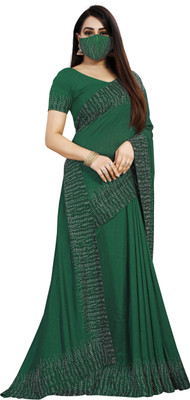 pUNYATHA CREATION Embroidered Chanderi Silk Blend Saree(Green)