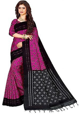Shree Hari Printed Sambalpuri Cotton Blend Saree(Pink)