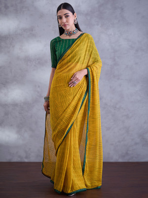 Sareemall Printed Bollywood Georgette Saree(Yellow)