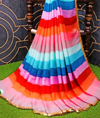SHOBHTESH Color Block Bollywood Georgette Saree(Multicolor)
