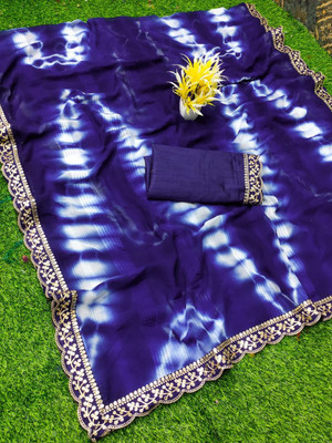 ASTEYAM Printed Daily Wear Georgette Saree(Blue)
