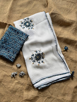 SHARDHA FASHION Woven, Embroidered Banarasi Organza, Georgette Saree(Magenta, Yellow, White, Black, Green)