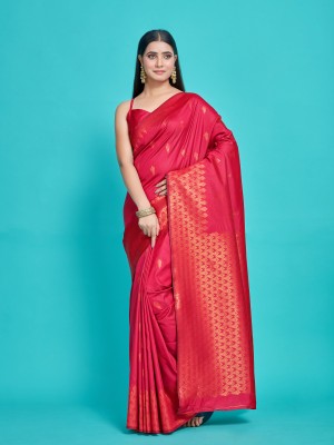 MIMOSA Woven Kanjivaram Art Silk Saree(Pink)