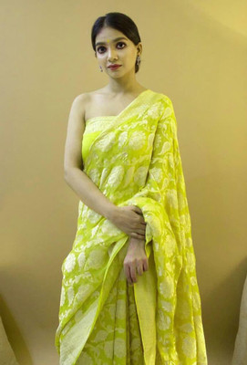 Bansari Textiles Self Design Kanjivaram Art Silk Saree(Yellow)