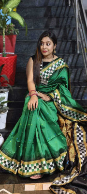 AJMERA FAISHON Self Design Sambalpuri Nylon Saree(Green)