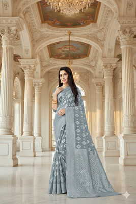 Saadhvi Woven Banarasi Cotton Blend Saree(Grey)