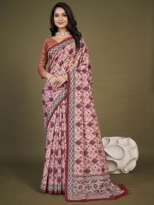 Divastri Printed Daily Wear Chanderi Saree(Cream)