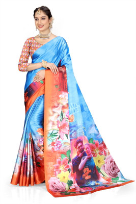 Adiyogi Enterprise Digital Print Bollywood Crepe Saree(Multicolor)