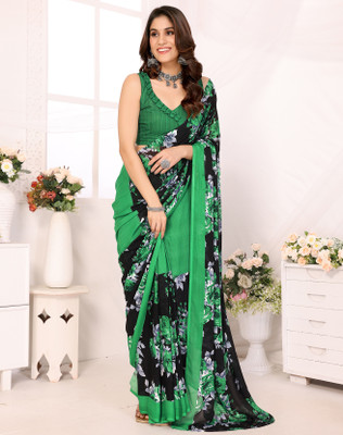 YASHIKA Printed, Digital Print Daily Wear Georgette Saree(Green)
