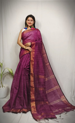 PRANATI ENTERPRISE Self Design Tant Cotton Silk Saree(Purple)