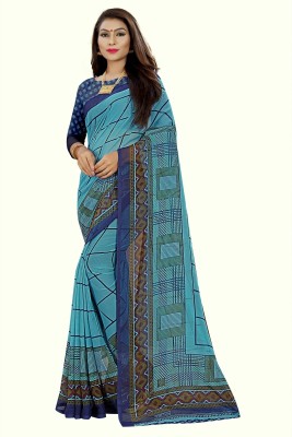 RUNAYA NX Printed Bhagalpuri Art Silk Saree(Light Blue)