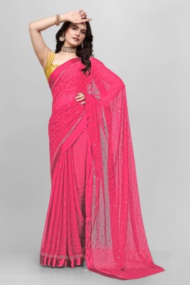 TOXEGO Embellished Bollywood Viscose Rayon Saree(Pink)