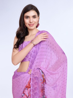 Tasrika Floral Print Bollywood Georgette Saree(Purple)