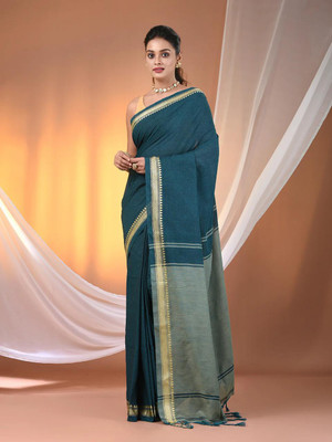 Rnn Saree Self Design Handloom Pure Cotton Saree(Light Blue)