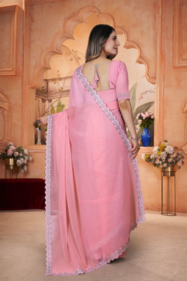 SHYAM TEX Solid/Plain Bollywood Georgette Saree(Pink)