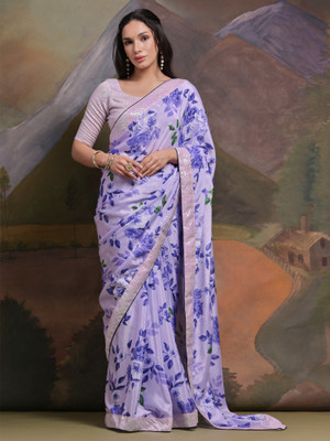 Sareemall Embellished Bollywood Chiffon Saree(Purple)