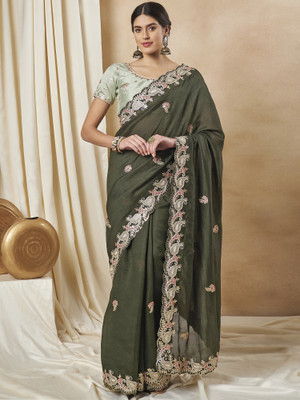 Divastri Embellished Bollywood Georgette Saree(Light Green)