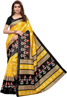 YASHIKA Printed Assam Silk Silk Blend, Art Silk Saree(Yellow)