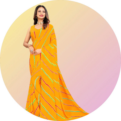 STYLEVEDA Printed Bollywood Georgette Saree(Yellow)