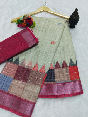 HouseOfCommon Printed Kanjivaram Pure Cotton, Cotton Silk Saree(Multicolor)