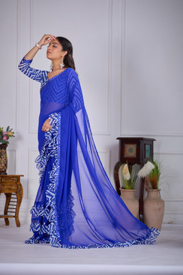 sejufashion Printed Bollywood Georgette Saree(Blue)