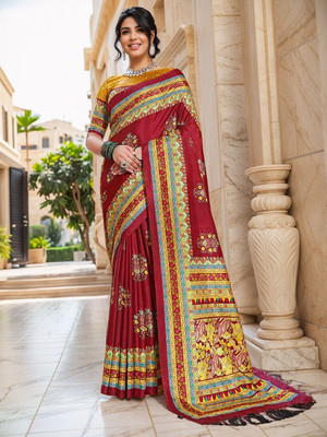 ANOUK Digital Print Bollywood Polyester Saree(Maroon)