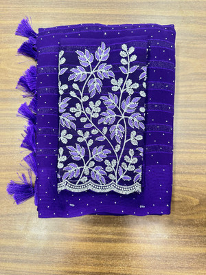 I KHODAL MATA Embroidered, Floral Print, Embellished, Self Design Bollywood Georgette Saree(Multicolor)