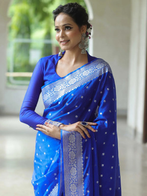 AVANTIKA FASHION Woven Kanjivaram Pure Silk, Art Silk Saree(Light Blue)