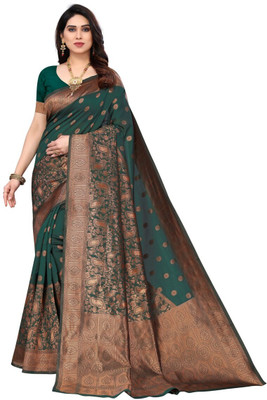 Gosriki Woven Kanjivaram Silk Blend Saree(Red)