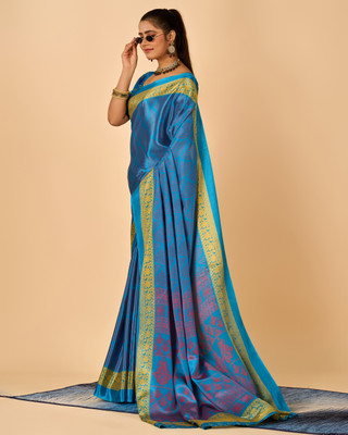 A V M Print Printed Bollywood Crepe Saree(Multicolor)