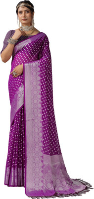 nirmal creation Woven Banarasi Georgette Saree(Purple)