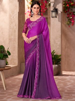 Tasrika Embellished Bollywood Chiffon Saree(Magenta)