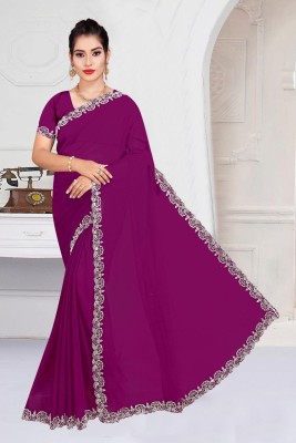 kavita job work Self Design Bollywood Art Silk Saree(Purple)