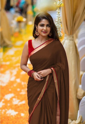 Sareez House Solid/Plain, Embellished Bollywood Georgette Saree(Multicolor)