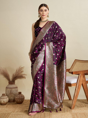 FASHION STROM Woven Bollywood Cotton Silk Saree(Purple)