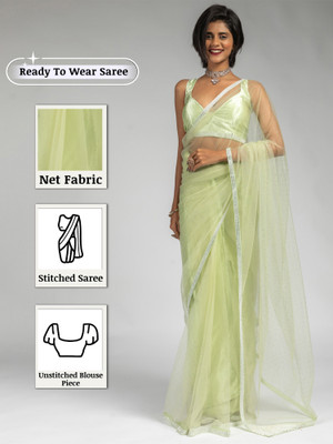Sareemall Embellished Bollywood Net Saree(Light Green)