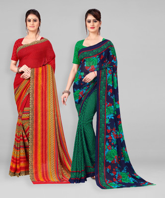 kashvi sarees Printed Daily Wear Georgette Saree(Pack of 2, Multicolor)
