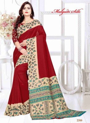 AJS Printed Daily Wear Art Silk Saree(Maroon)