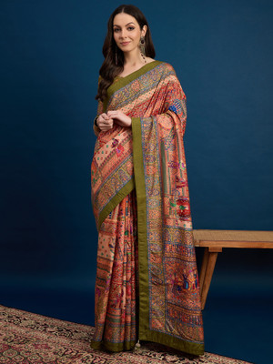 Sareemall Woven Banarasi Silk Blend Saree(Multicolor)