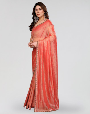 ANIRAV Embellished Bollywood Jimmy choo, Satin Saree(Red)